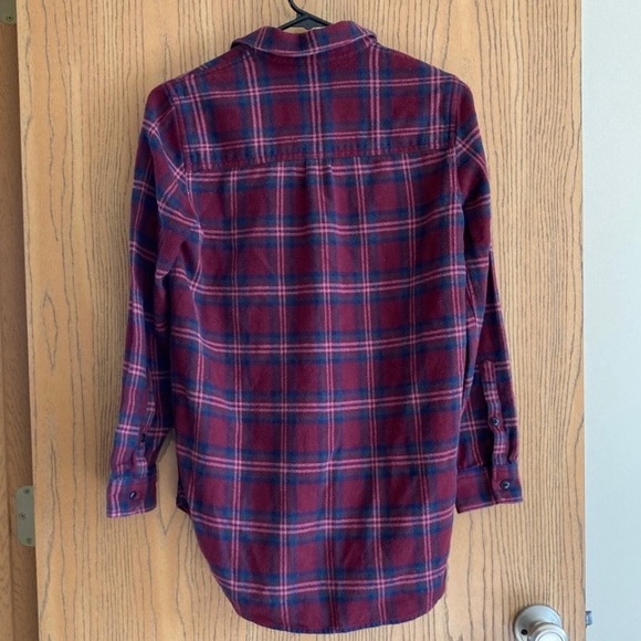 Madewell Classic Flannel XS Maroon and Navy - Picture 6 of 9